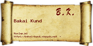 Bakai Kund névjegykártya